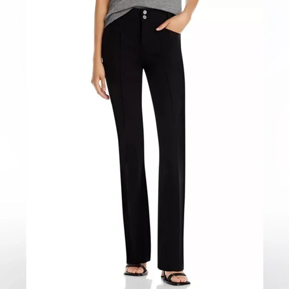 NWT•PAIGE•Naomi Seaming Detail Mid Rise Straight Leg Jeans•Black•Women’s•Sz 26 - Picture 1 of 7
